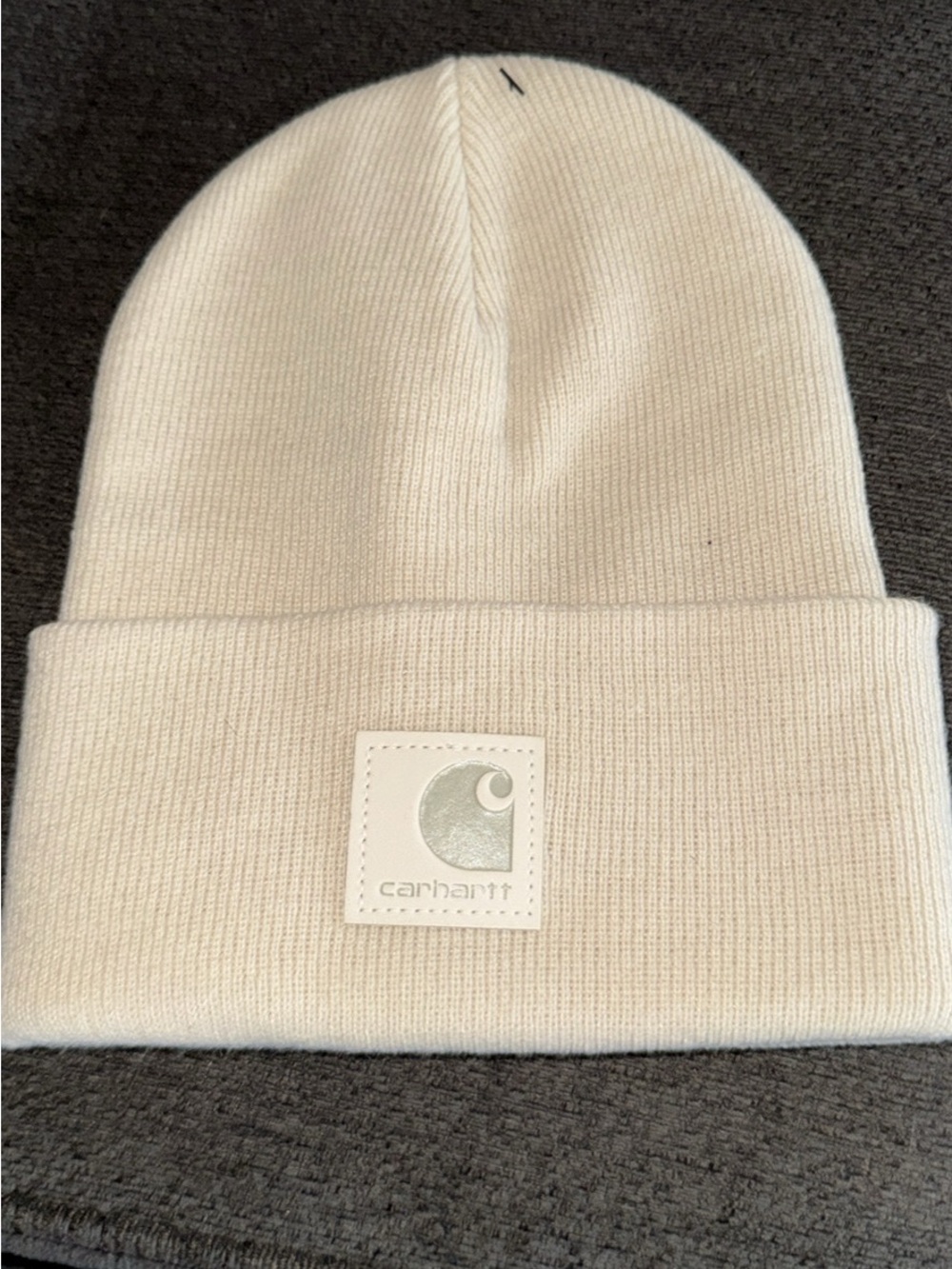 Carhartt Cream Ribbed Cuffed Beanie